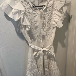 White Ruffle Tassel Dress